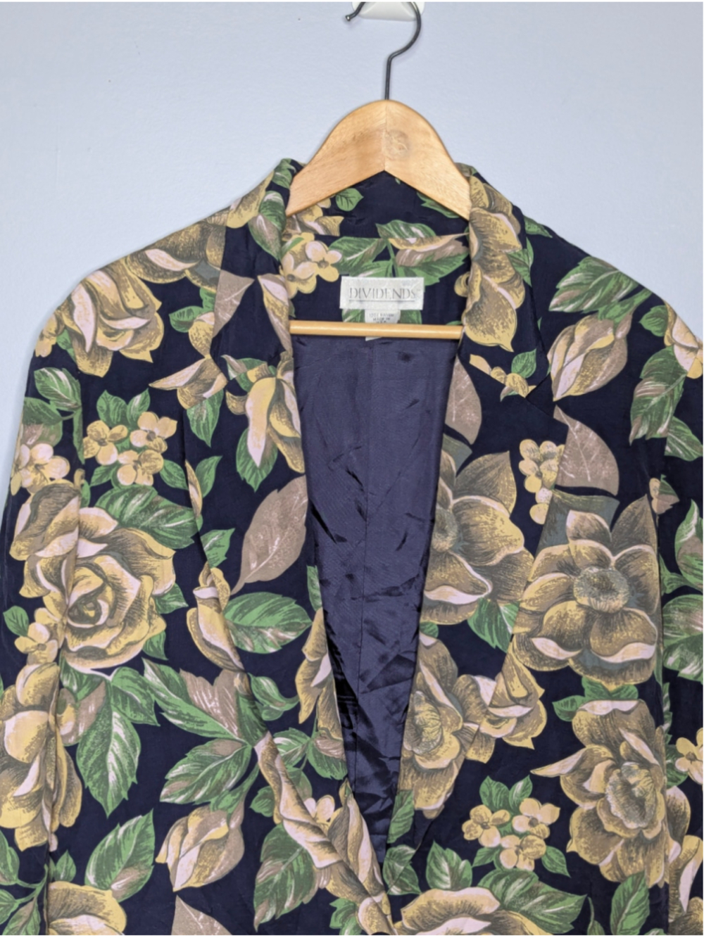 Vintage 80s/90s Dividends Floral Rayon Blazer Jacket | Muted Earthy Rose 10 - Picture 3 of 12